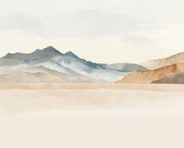 Papier peint panoramique montagne aquarelle pastel – Décor mural paysage apaisant - Muralconcept