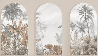Papier peint arches tropicales sépia