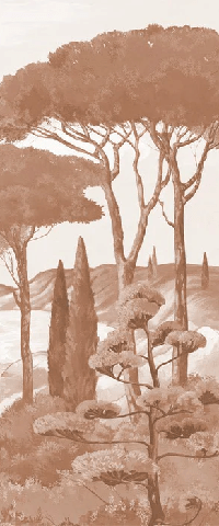 Papier peint balade dans les calanques terracotta