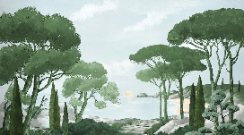 Papier peint balade dans les calanques vert