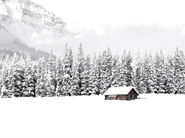 Papier peint panoramique chalet en montagne