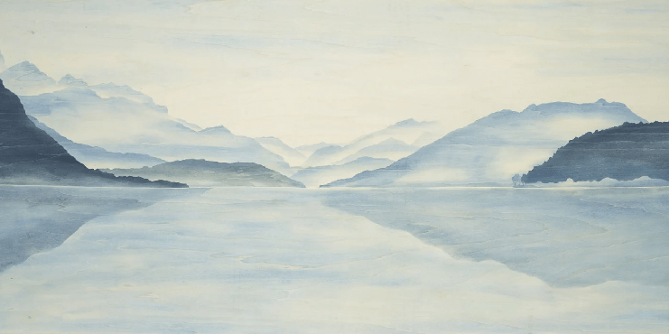 Papier Peint Vue Grand Albigny | Les Bleus du Lac® - Muralconcept