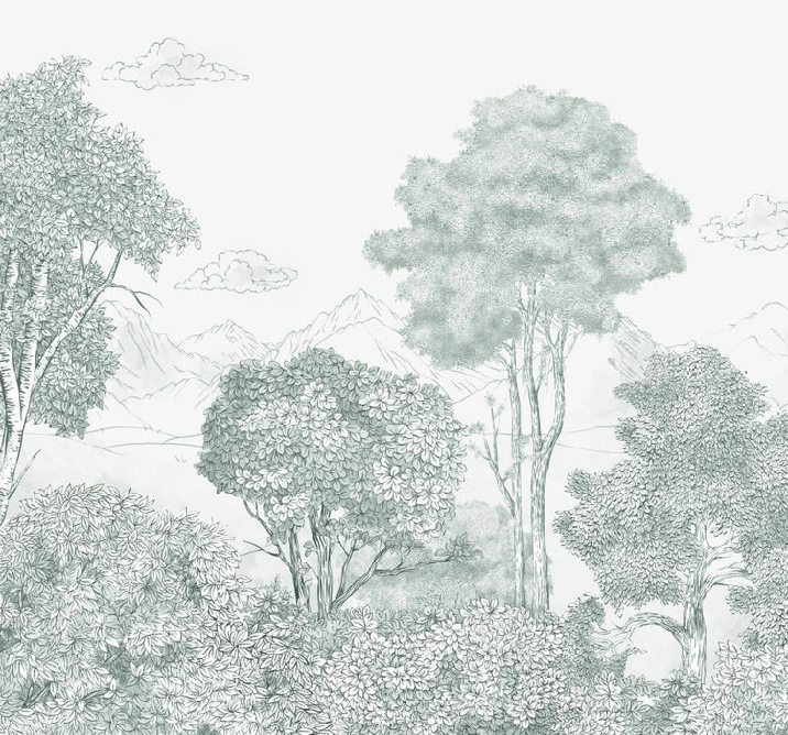 Papier peint panoramique Forêts et Monts vert, XXL, tendance