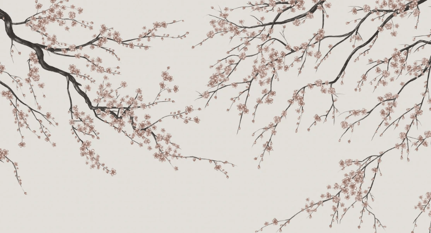 Papier peint panoramique Sakura beige, XXL, tendance