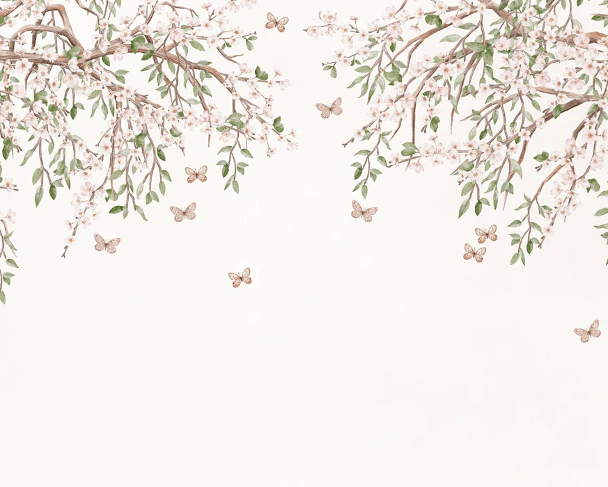 Papier peint papillons et fleurs - Muralconcept