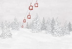 Papier peint montagne télécabine rouge