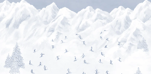 Papier peint montagne skieurs bleu