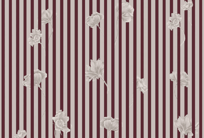 Carta da parati a righe floreali - Muralconcept