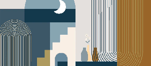 Papier peint arche bleu graphique - Muralconcept