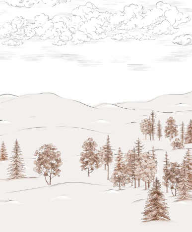 Papier peint esquisse de Cimes sépia - Muralconcept