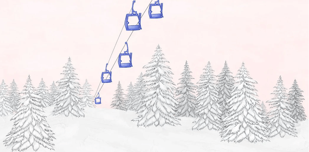 Papier peint télécabine bleuet - Muralconcept