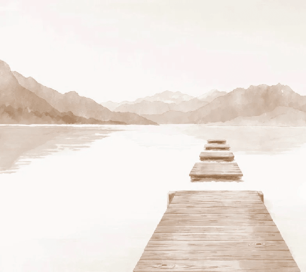 Papier peint  ponton sur le Lac d’Annecy - Monochrome beige - Muralconcept