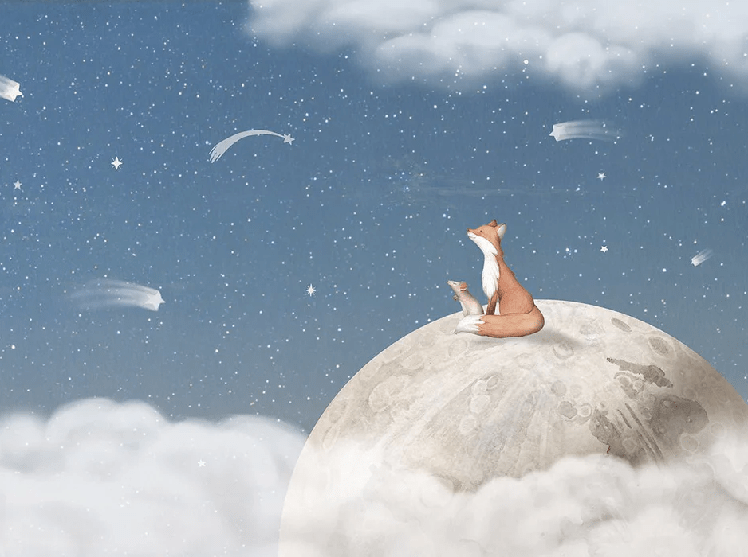 Papier peint bébé nuit apaisante bleu