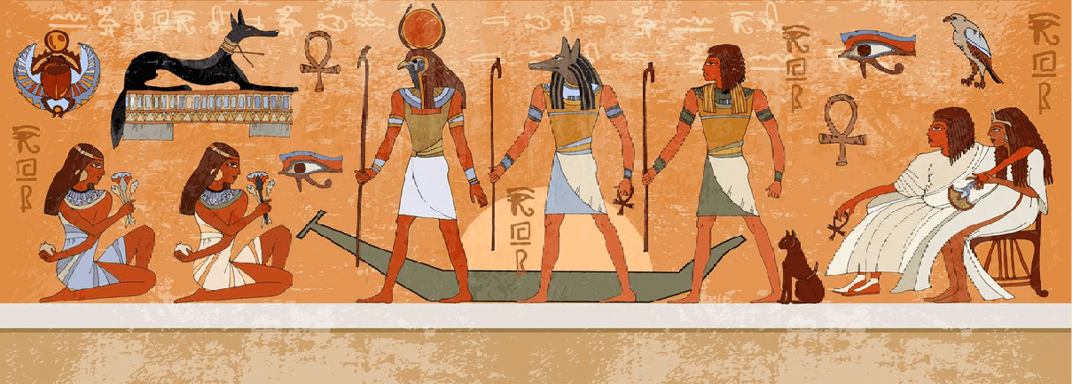 Papier peint bistrot peinture Egyptienne - Muralconcept