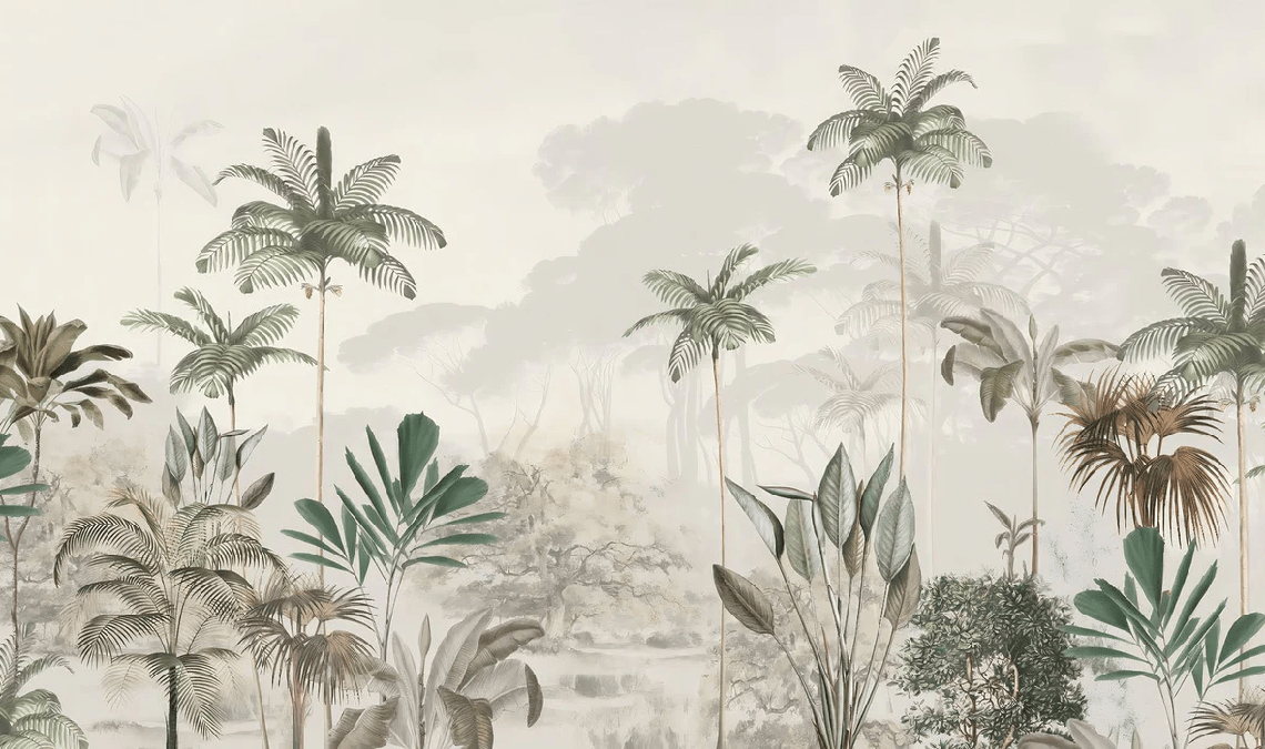 Papier peint panoramique jungle eden vert
