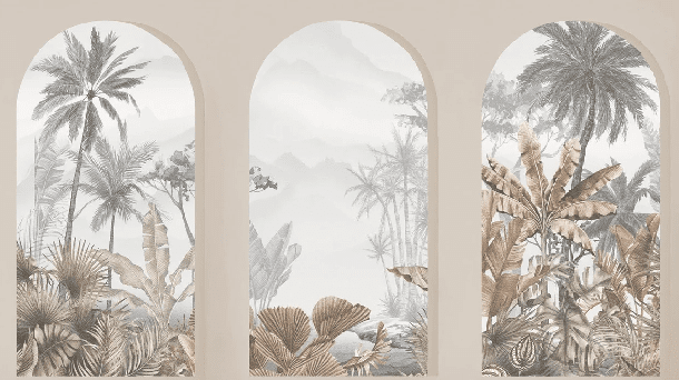 Papier peint arches tropicales sépia - Muralconcept