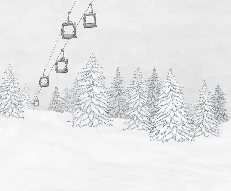 Papier peint montagne télécabine noir & blanc, XXL, tendance