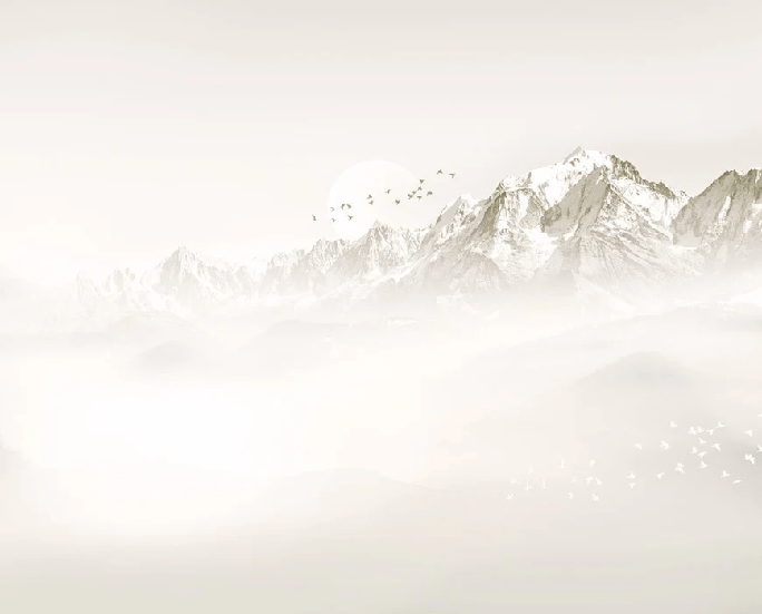 Papier peint Mont blanc lune et oiseau