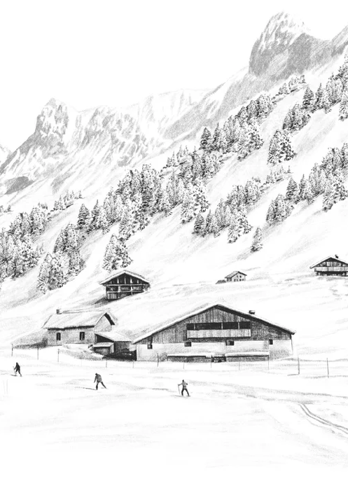 Papier peint Clusaz ski fond montagne Confins, XXL, tendance