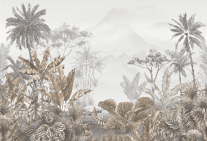 Papier peint tendance tropical sepia - Muralconcept