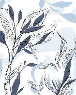 Papier peint fleur graphique bleu - Muralconcept