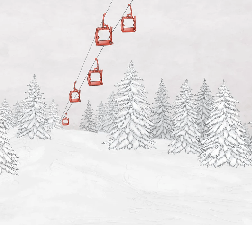 Papier peint montagne télécabine rouge