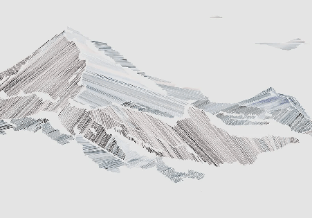 Papier peint restaurant montagne graphique style - Muralconcept