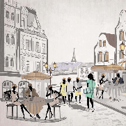 Papier peint français Paris café en terrasse - Muralconcept