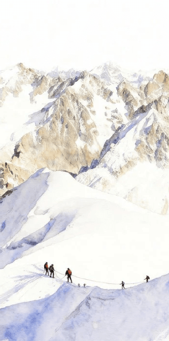 Papier peint alpinisme la cordée - Vallée blanche - Muralconcept