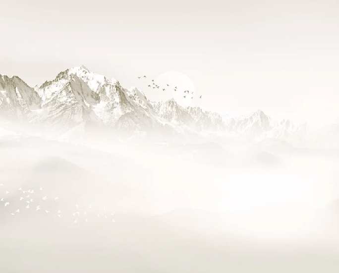 Papier peint Mont blanc lune et oiseau