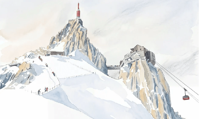 Papier peint aiguille du midi Chamonix - Vallée blanche Mont blanc - Muralconcept
