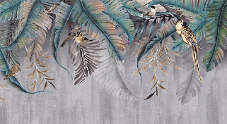 Papier peint Feuilles & Birds - Muralconcept