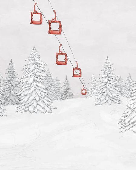 Papier peint montagne télécabine rouge