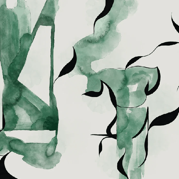 Papier peint abstrait moderne – Abstract Green Flow - Muralconcept