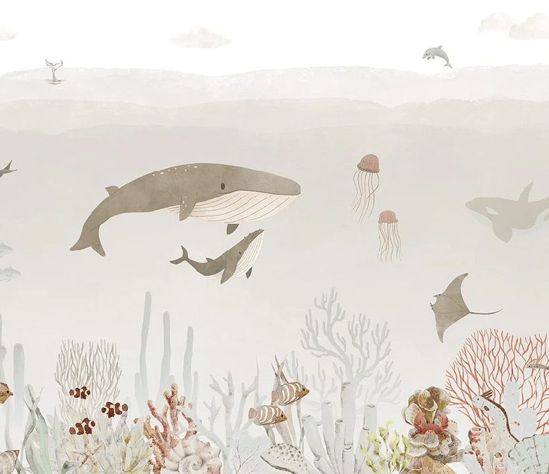 Papier peint bébé baleines