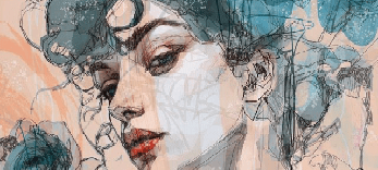 Female face wallpaper blue rose, XXL, tendance