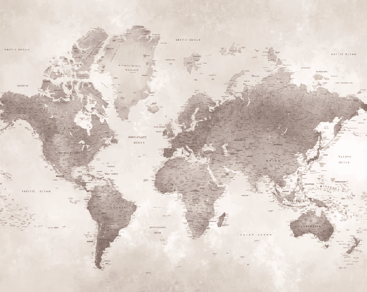 Papier peint carte du monde intemporel - Muralconcept