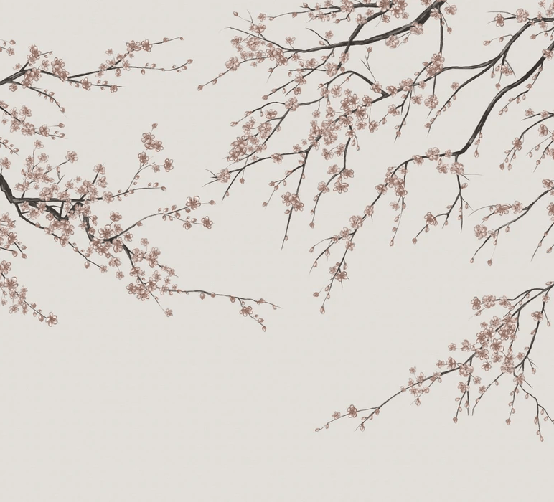 Papier peint panoramique Sakura beige - Muralconcept
