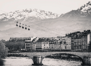 Papier peint Grenoble Bastille noir et blanc