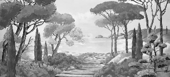 Papier peint balade dans les calanques noir et blanc