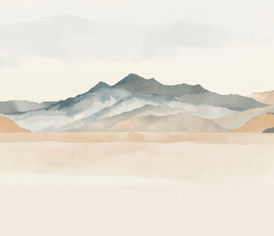 Papier peint panoramique montagne aquarelle pastel – Décor mural paysage apaisant - Muralconcept