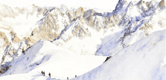 Papier peint alpinisme la cordée - Vallée blanche - Muralconcept