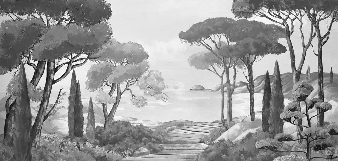 Papier peint balade dans les calanques noir et blanc