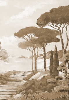 Papier peint balade dans les calanques monochrome