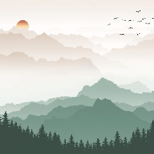 Papier peint montagne dans brume terracotta, XXL, tendance