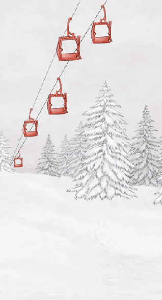Papier peint montagne télécabine rouge