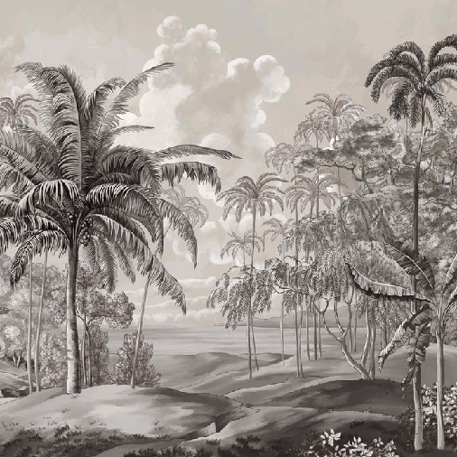 Papier peint paysage Célèbes noir et blanc, XXL, tendance