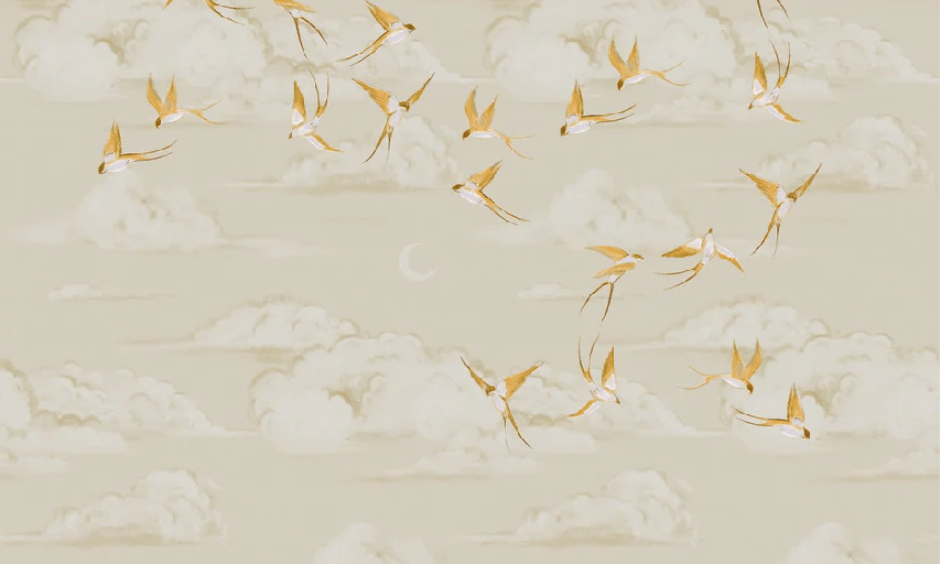 Papier peint bureau envol oiseau doré - Muralconcept