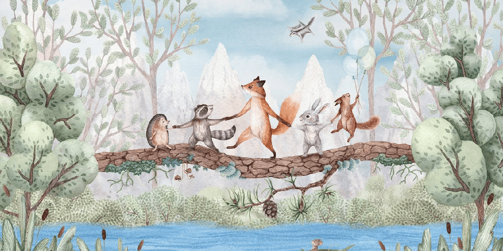 Papier peint enfant - Aventure animale - Muralconcept