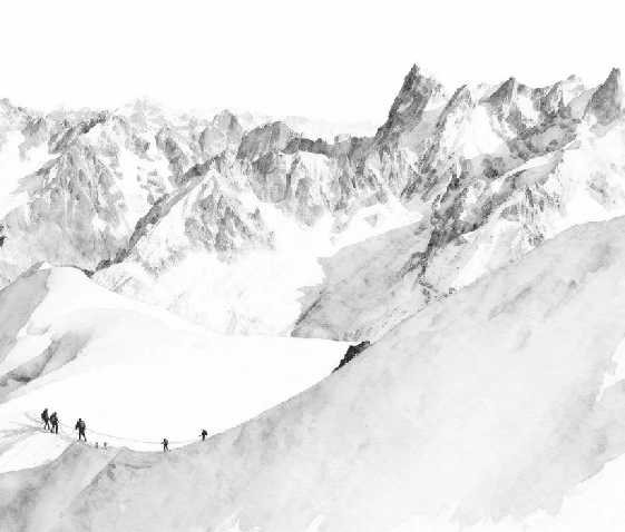 Papier peint alpinisme la cordée - Vallée blanche - Muralconcept